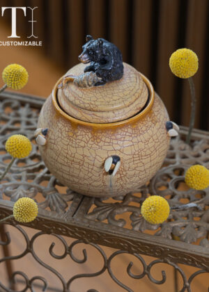Bees Small Lidded Urn - Ephraim Pottery