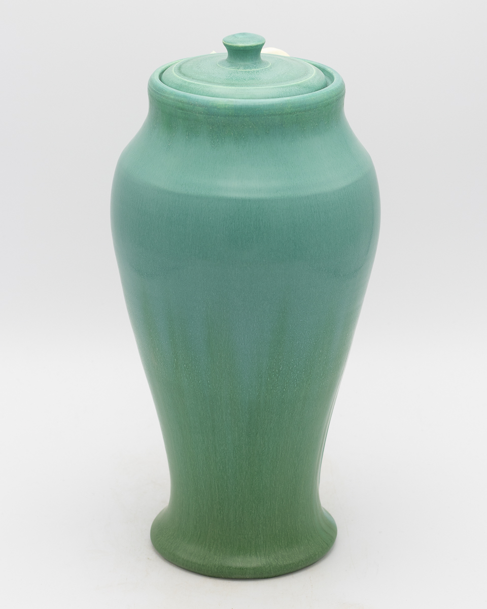 Calla Lily Large Lidded Urn in Seaspray Blue - Ephraim Pottery - Image 4
