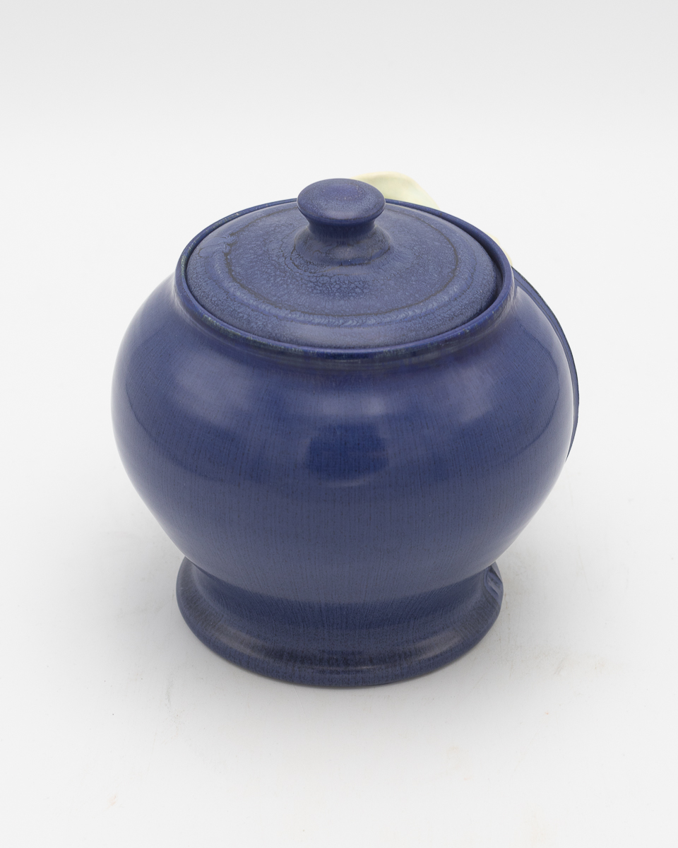 Calla Lily Small Lidded Urn in Indigo - Ephraim Pottery - Image 3