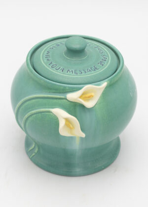 Calla Lily Small Customizable Lidded Urn in Seaspray Blue - Ephraim Pottery