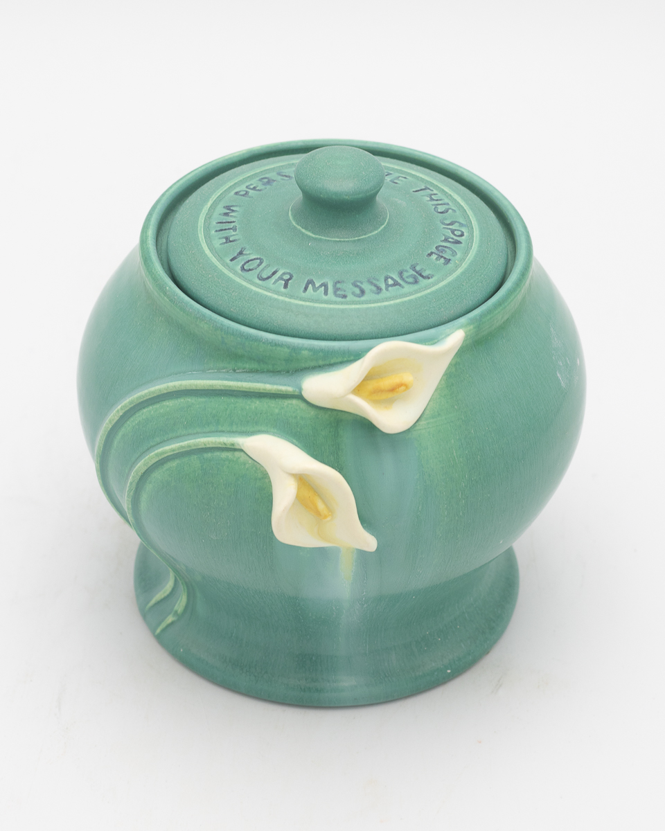 Calla Lily Small Customizable Lidded Urn in Seaspray Blue - Ephraim Pottery