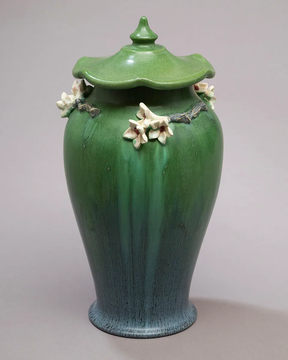 Cherry Blossom Large Lidded Urn - Ephraim Pottery - Image 4