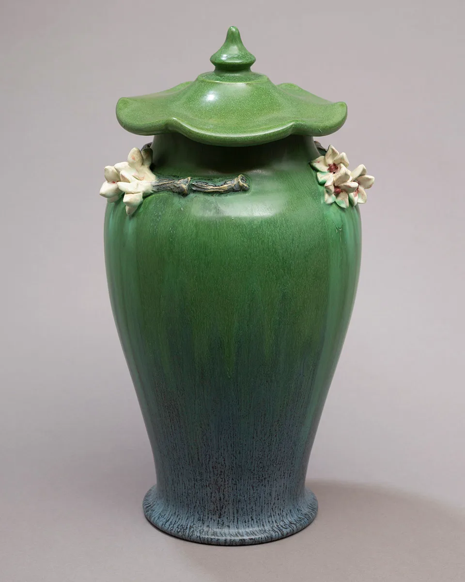 Cherry Blossom Large Lidded Urn - Ephraim Pottery - Image 5
